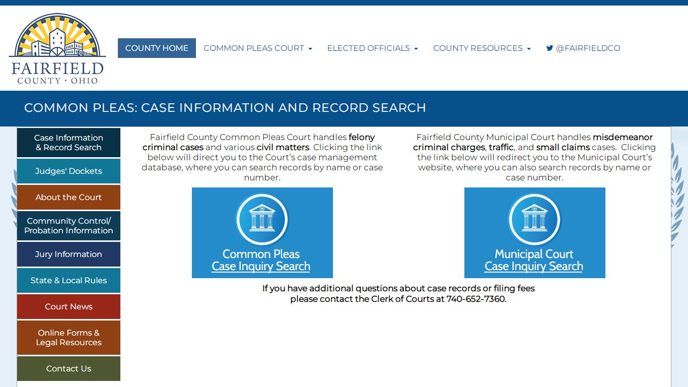 Case Information And Record Search - Fairfield County, Ohio